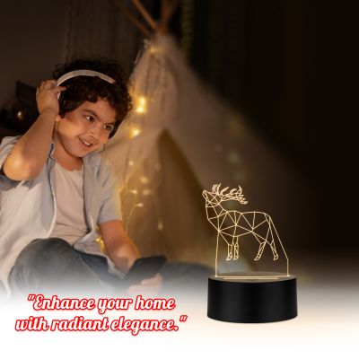 3D Illusion Deer Led Night lamp with Warm White Color Gift for Birthday